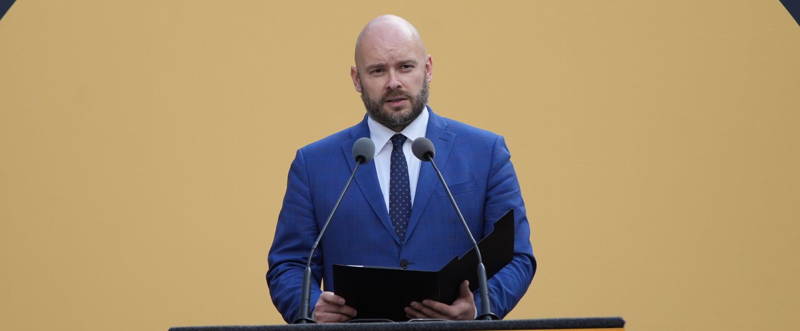 Martin Andrelleri kõne kommunismiohvrite mälestusmuuseumi nurgakivi asetamisel